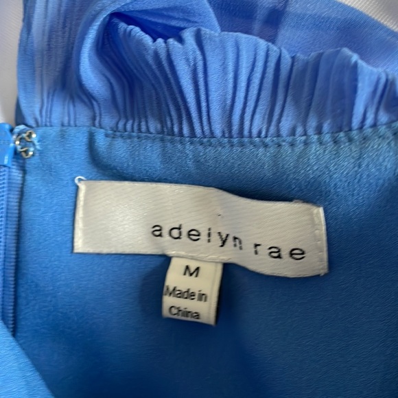 Adelyn Rae Blue Chiffon Tiered Ruffle Open Cold Shoulder Above Knee Dress - Picture 8 of 13